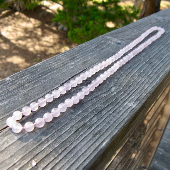 Vintage Rose Quartz Crystal Necklace - Picture 2 of 7